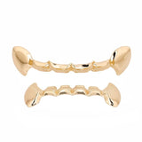 Hip Hop Gold Teeth Grills Top&Bottom Teeth Grillz Dental Vampire Teeth Caps Mouth Halloween Party Accesories 4 Colors Available